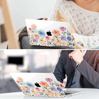 TWOLSKOO for MacBook Air 15 inch Case 2026 2025 2024 2023 Release M5 A3448 M4 A3241 M3 A3114 M2 A2941, Plastic Hard Shell & Screen Protector & Keyboard Cover & Trackpad Film, Beautiful Flowers - color: Beautiful Flowers D020