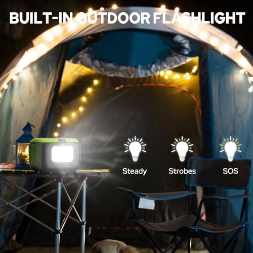 Solar Power Station with Panel, Portable Solar Power Bank with AC Outlet 120W Camping 110V Outlet Power Pack Fast Charging for Laptop Smart Devices RV VanLife Hiking Fishing Power Outage Backup