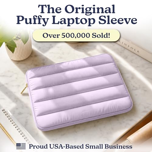 Vandel The Original Puffy Laptop Sleeve Case, 13-14 inch Laptop Sleeve Bag | Compatible with MacBook Air/Pro 13/Pro 14/iPad Pro 12.9, HP Dell ASUS Computer Case Bag Cover, Stylish Aesthetic Design - color: g. Lilac, size: 13-14 Inch