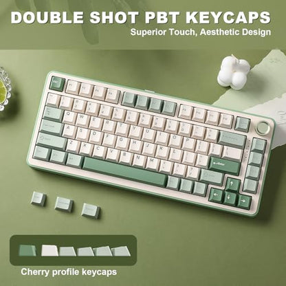 YUNZII B75 PRO Wireless Mechanical Gaming Keyboard | Custom 75% Layout with Knob,Gasket Mount,Hot Swap,Creamy Pre-lubed Switch,BT/USB-C/2.4G (Matcha Green, Milk Switch) - color: Matcha Green, size: Milk Switch