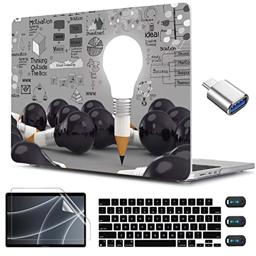 CISSOOK Compatible with MacBook Air 13 inch Case M2 M3 M4 M5 | A3449 A3240 A3113 A2681, 5in1 Set Hard Shell Case Keyboard Cover for MacBook Air 13.6 inch 2022 - 2026,Creative Bulb - color: Air13.6inch-Creative Bulb