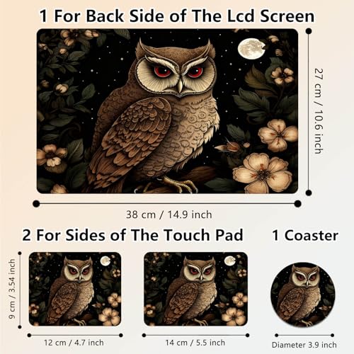 Laptop Skin Sticker Decal 15.6 Inch,12 13 13.3 14 15 15.6 in Laptop Netbook Skins for Notebook,Art Decal Removable Waterproof Scratch Resistant,Universal Vinyl Cover,Cute Owl Floral - color: Cute Owl Floral
