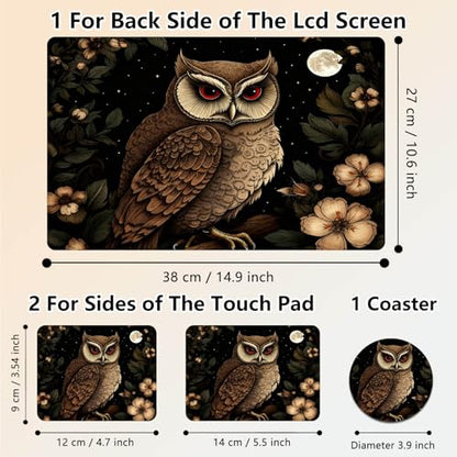 Laptop Skin Sticker Decal 15.6 Inch,12 13 13.3 14 15 15.6 in Laptop Netbook Skins for Notebook,Art Decal Removable Waterproof Scratch Resistant,Universal Vinyl Cover,Cute Owl Floral - color: Cute Owl Floral