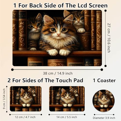 Laptop Skin Sticker Decal 15.6 Inch,12 13 13.3 14 15 15.6 in Laptop Netbook Skins for Notebook,Art Decal Removable Waterproof Scratch Resistant,Universal Vinyl Cover,Cat Bookshelf Cute - color: Cat Bookshelf Cute