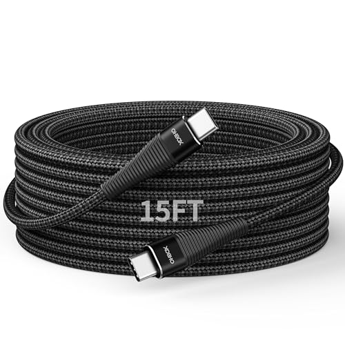 Extra Long USBC Charger 15FT, 100W USB-C to USB-C Cable Fast Charging Cord | Durable Apple USB C Cable for iPhone 17 16 15, iPad Pro, Air, Mini, MacBook Pro, Air, Samsung S26, Pixel 10 Pro XL, 8a, 10a - color: Gray Black, size: 15 FT - 1 Pack, style: USB