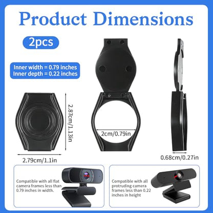 2Pcs Universal Webcam Privacy Cover Desktop Computer Camera Cover | Webcam Cover for Laptop Lens Shutter Cap Hood Plastic Streaming Web Camera Covers Clip for Laptop, Computer Black