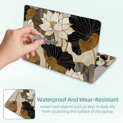 Universal Laptop Skin Decal, 3-Piece Vinyl Protector for 12 13 14 15.6" Notebook, Waterproof Anti-Scratch, Easy Trim & Bubble-Free Finish, Lotus Leaves - color: Lotus Leaves