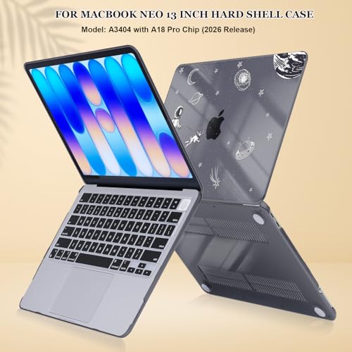 Compatible with MacBook Neo 13 inch Case 2026 Release Model A3404 Cover, Ultra-Thin Pattern Plastic Hard Shell Case Keyboard Cover Screen Protector Dust Plug, Astronauts Space Dog - color: Astronauts Space Dog