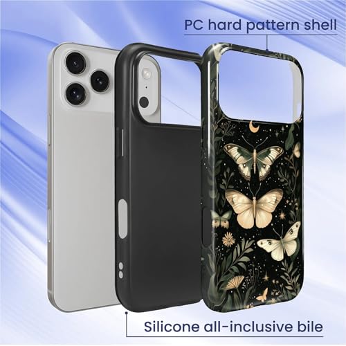 CARLOCA Case for iPhone 17 Pro,Gothic Dark Butterfly Design Hybrid Dual Protection Soft TPU Hard PC Shockproof Anti Scratch Men & Women Stylish Protective Phone Case - color: Gothic Dark Butterfly, size: iPhone 17 Pro