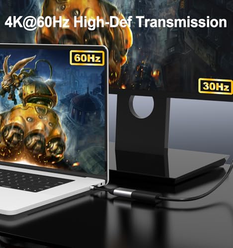 USB-C to hdmi Compact Adapter,Typec Phone to TV Screen mirroring 4K@60Hz 2K@144Hz 1080P,Compatible for iPhone 17/16/15,iPad,Galaxy,MacBook,iMac,Dell,Surface Book,Laptop,Thunderbolt