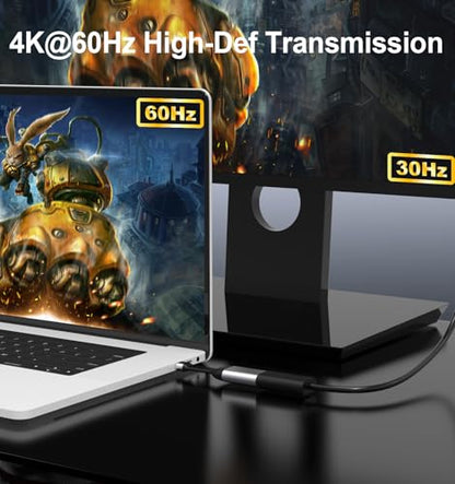USB-C to hdmi Compact Adapter,Typec Phone to TV Screen mirroring 4K@60Hz 2K@144Hz 1080P,Compatible for iPhone 17/16/15,iPad,Galaxy,MacBook,iMac,Dell,Surface Book,Laptop,Thunderbolt