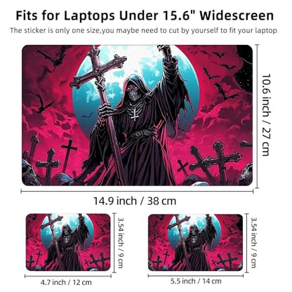 Aesthetic Laptop Skin Cover,12-15.6 Inch Universal Vinyl Sticker Decal,Waterproof Scratch-Resistant Notebook Wrap,Removable Residue-Free Protector,Grim Reaper Moon - color: Grim Reaper Moon