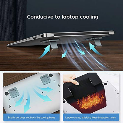 OATSBASF Mini Laptop Stand, Retractable Computer Stand, Portable Notebook Holder, Foldable Invisible Design Cooling Office Universal Non Slip, for MacBook Pro Air iPad Pro Air Surface Tablets (Gray) - color: Gray