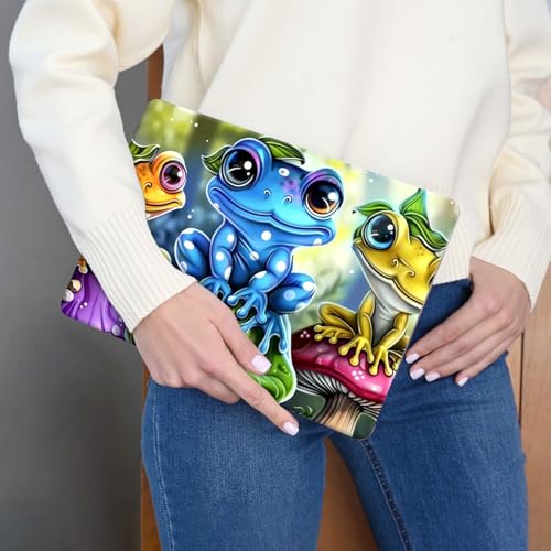 Laptop Skin Sticker 3-Piece Set,Cute Frogs Mushrooms | Trim-to-fit 3-piece vinyl set with one 15 x 10.6 in lid skin and two palm-rest decals for many 12-15.6 in laptops - color: Cute Frogs Mushrooms