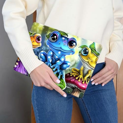 Laptop Skin Sticker 3-Piece Set,Cute Frogs Mushrooms | Trim-to-fit 3-piece vinyl set with one 15 x 10.6 in lid skin and two palm-rest decals for many 12-15.6 in laptops - color: Cute Frogs Mushrooms