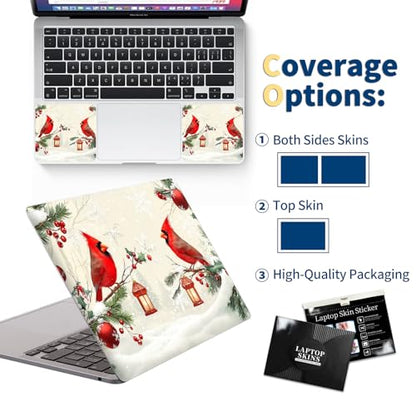 Universal Laptop Skin for 13-16 Inch Laptops,Vinyl Protective Sticker Decal,Easy DIY Trim-to-Fit for HP/Dell/MacBook,Bubble-Free & Removable,Cardinal Bird Berries - color: Cardinal Bird Berries