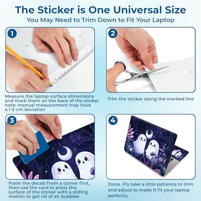 Reusable Universal Laptop Skin Sticker, Cut to Fit for 11.6–15.6 Inch Laptops, Waterproof Protective Film, No-Residue - Ghost Friends - color: Ghost Friends