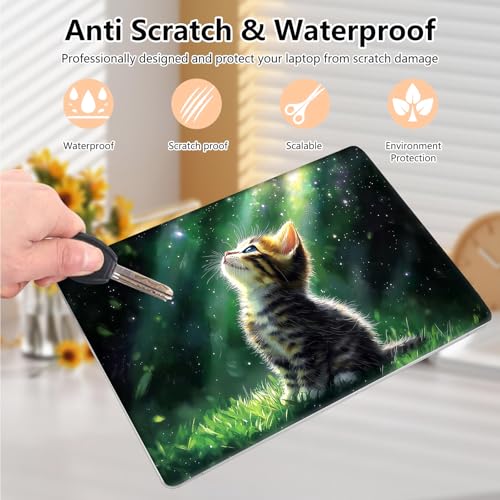 Laptop Skin Sticker Decal 15.6 Inch,12 13 13.3 14 15 15.6 in Laptop Netbook Skins for Notebook,Art Decal Removable Waterproof Scratch Resistant,Universal Vinyl Cover,Green Glitter Cat - color: Green Glitter Cat