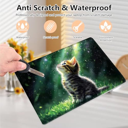 Laptop Skin Sticker Decal 15.6 Inch,12 13 13.3 14 15 15.6 in Laptop Netbook Skins for Notebook,Art Decal Removable Waterproof Scratch Resistant,Universal Vinyl Cover,Green Glitter Cat - color: Green Glitter Cat
