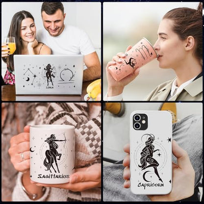 Rngmsi Constellation UV DTF Cup Wraps - 12 Sheets Twelve Zodiac Signs Uvdtf Decals for 16 oz Glass Cups, Black Astrology UV Transfer Stickers, Waterproof Rub on Transfer for Water Bottle DIY Crafts - style: Twelve Zodiac Signs