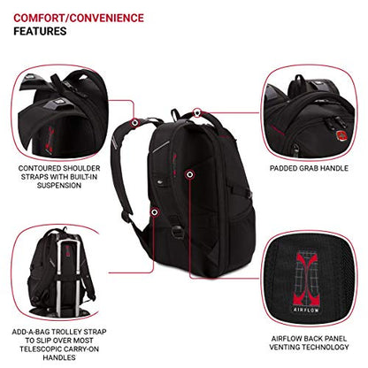 SwissGear 1900 Scansmart Mini/Slim Version, Fits Most 13 Inch Laptops and Tablets, TSA Friendly Backpack, Black - color: Black