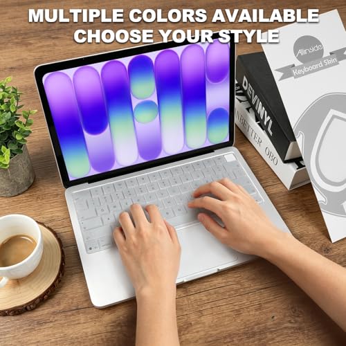 Allinside Keyboard Cover for 2026 MacBook Neo 13-inch A3404 (A18 Pro) & MacBook Air 13"/15" and MacBook Pro 14"/16" (M5 Chip), Premium Silicone Keyboard Protector Skin, US ANSI Layout, Silver - color: Silver
