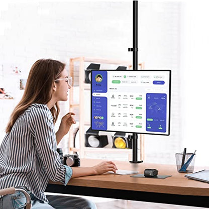 WALI Single Monitor Stand Desk Mount, Tall Monitor Stand Fully Adjustable with 39” Height Pole, Articulating Arm for Computer Screen up to 38 inch, 22lbs (M001XXL), Black - size: 13"-38", style: Single
