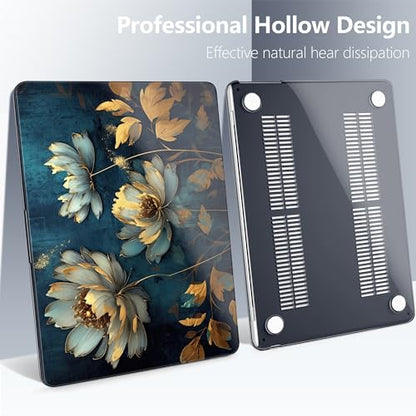 Batianda Case for MacBook Air 15" with M5 M4 M3 M2 Chip, Blooming Flowers | 4-in-1 set with artistic dark peacock flower design, lightweight slim hard shell protection for office women,girls - color: Blooming Flowers
