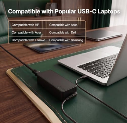 45W USB C Laptop Charger for HP Lenovo Dell Acer, Universal Power Adapter | Compatible with HP Lenovo Dell ASUS Acer Samsung Google laptops and Chromebooks supporting USB-C charging up to 45W