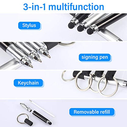 Outus 4 Pcs Mini Stylus Pen with Keychain for Touchscreen | Capacitive Tip, Compatible with Most Touchscreen Devices, Keyring Loop, Bulk Set, rose gold silver black gold