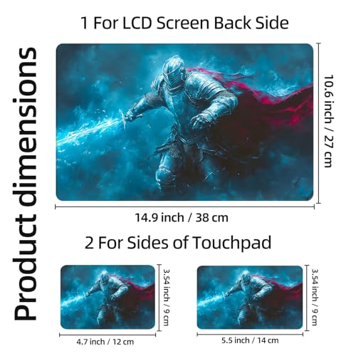Aesthetic Laptop Skin Sticker, Knight with Red Cape and Frost Sword Waterproof Vinyl Laptop Decal, Removable Bubble Free, Reusable Protective Cover for 13 14 15 15.6 Inch - color: Knight with Red Cape and Frost Sword