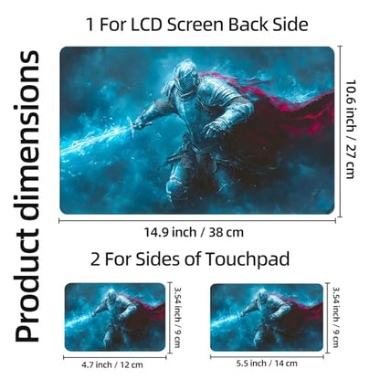 Aesthetic Laptop Skin Sticker, Knight with Red Cape and Frost Sword Waterproof Vinyl Laptop Decal, Removable Bubble Free, Reusable Protective Cover for 13 14 15 15.6 Inch - color: Knight with Red Cape and Frost Sword