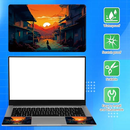 Universal Laptop Skin Sticker Decal for 11.6”12" 13" 13.3" 14" 15" 15.4" 15.6" Reusable Waterproof Scratch-Scratch Resistant Protective Vinyl Laptop Notebook Skin Stickers - Mountain Sunrise and Cat - color: Mountain Sunrise and Cat