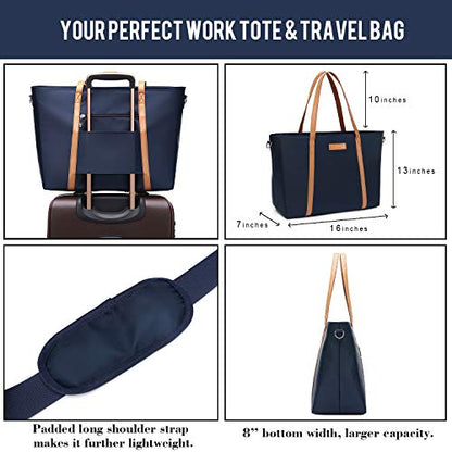 BUG Lightweight Women Laptop Tote Bag for Work, Casual Handbag for Travel Beach College Teacher - color: Navy Blue