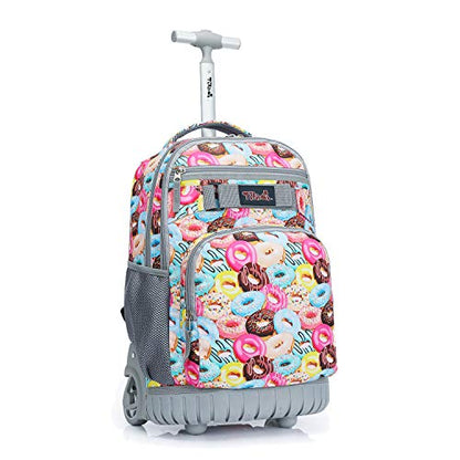 Tilami Rolling Backpack 18 inch Wheeled Backpack School College Student Travel Trip Boys and Girls - color: Doughnut