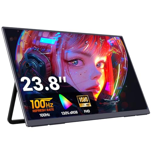 cocopar Portable Monitor IPS Travel Monitor with USB-C HDMI Portable Screen for Laptop MacBook Surface PC PS4/5 External Display with Kickstand, VESA Mountable, 23.8 Inch - size: 23.8 Inch