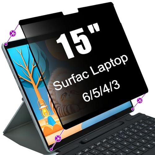 Privacy Screen for Surface Laptop 15 Inch (6/5/4/3) | Ultra-Thin Edge Adhesive, Touch Compatible, Anti-Glare, Bubble-Free - size: Surface laptop 6/5/4/3 - 15 inch