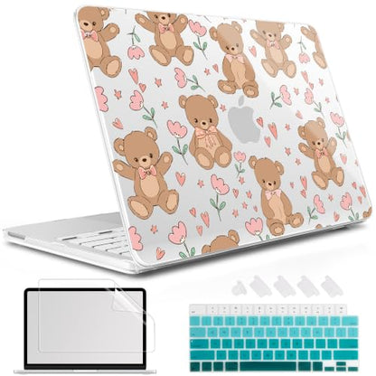 May Chen Compatible with MacBook Neo 13 inch Case 2026 Model A3404, Plastic Hard Shell,Keyboard Cover,Screen Protector,Dust Plug, for MacBook Neo 13" with A18 Pro Chip, Cute Teddy Bear - color: Cute teddy bear