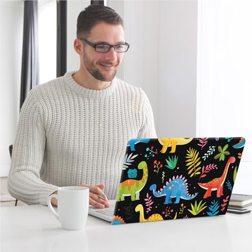 Universal Laptop Skin, DIY Cut-to-Fit Vinyl Cover Compatible with HP, Dell, Lenovo, Mac (13.3" to 15.6"), Anti-Scratch, No Residue & Bubble-Free Protective Decal Sticker, Cute Dinosaur Pattern - color: Cute Dinosaur Pattern