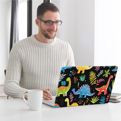 Universal Laptop Skin, DIY Cut-to-Fit Vinyl Cover Compatible with HP, Dell, Lenovo, Mac (13.3" to 15.6"), Anti-Scratch, No Residue & Bubble-Free Protective Decal Sticker, Cute Dinosaur Pattern - color: Cute Dinosaur Pattern