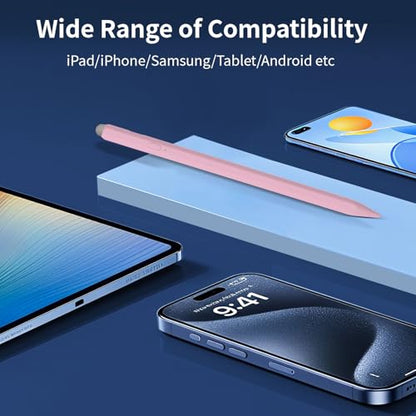 2-in-1 Stylus, Stylus Pen for Touchscreen,High Sensitivity & Precision | Touchscreen Suitable for iPad/iPhone/Samsung/Android Smartphone and Tablets, Compatible with All Touchscreen - color: Pink