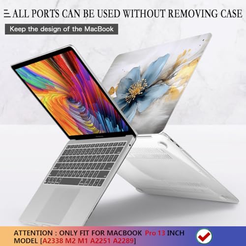 CISSOOK Compatible with MacBook Pro 13 inch 2025-2020 Release Model M2 M1 Chip A2338 A2251 A2289 with Touch Bar, Plastic Hard Shell Case&Keyboard Cover&Screen Protector, Retro Golden Floral - color: Pro 13inch-Retro Golden Floral