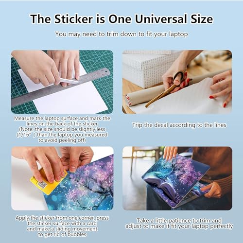 Universal Laptop Skin Sticker with 2 Wrist Pad Skins, Waterproof Scratch Resistant Vinyl Laptop Cover Decal, Cut to Fit for 11–15.6 Inch MacBook HP Dell Lenovo, Book Cherry Tree - color: Book Cherry Tree