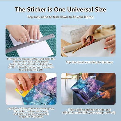 Universal Laptop Skin Sticker with 2 Wrist Pad Skins, Waterproof Scratch Resistant Vinyl Laptop Cover Decal, Cut to Fit for 11–15.6 Inch MacBook HP Dell Lenovo, Book Cherry Tree - color: Book Cherry Tree