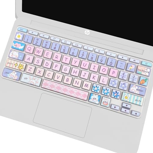 Cute Silicon Keyboard Cover Skin for HP Chromebook 11 x360 11.6", Chromebook 11 G2/G3/G4/G5/G6 EE/G7 EE 11.6’’,HP Chromebook 14-ca 14-ak14-X Series, HP Chromebook 14 G2 G3 G4 G5, Cute Bunny - color: Cute Bunny