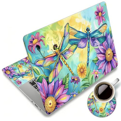Laptop Skin Sticker Decal 12"-15.6" Universal Laptop/Notebook/Netbook Vinyl - Waterproof Scratch Resistant,Fits HP Dell Lenovo MacBook,2 Free Wrist Pads,Easy Apply & Remove,Dragonfly Couple - color: Dragonfly Couple