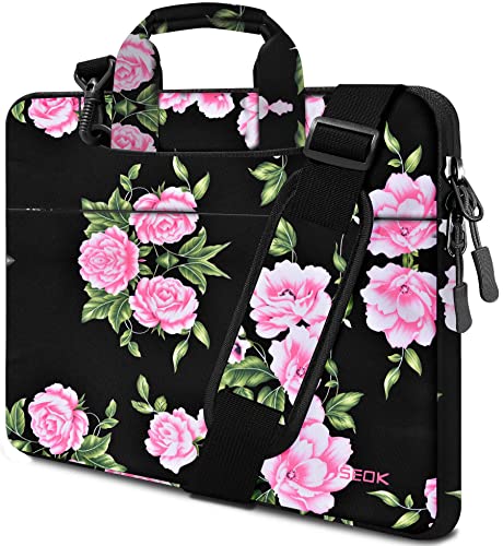 Hseok Laptop Shoulder Bag 13 13.3 14 Inch Case Compatible with MacBook Pro/Neo 14" M5/M4/M3/M2/M1,Mac Air/pro/Neo 13" and Most 13 13.3 14 Notebooks,Spill-Resistant Briefcase,Peony - color: Peony, size: 13-13.5 inch