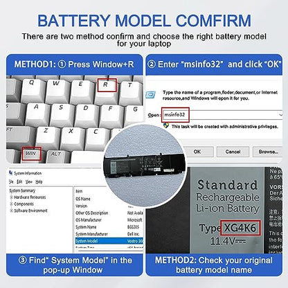 JOTACT XG4K6 97Wh Laptop Battery Replacement for Dell XPS 17 9700 9710 9720 17-9700-R1505S Precision 5750 5760 5770 Series 01RR3 0F8CPG F8CPG 0YY3V 5XJ6R KVPMY KRDHV 3ICP7/54/65-2 11.4V 6-Cell - size: 12.97*3.19*0.36 inch XG4K6