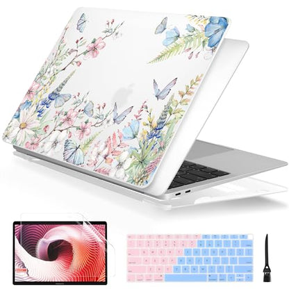Batianda LumiArt Case for MacBook Air 13 inch 2018-2020, Elegant Flowers | Fits Model A2337 M1/A2179/A1932, 4-in-1 Bundle with Butterfly Floral Design, Slim Hard Shell for Women and Garden Lovers - color: Elegant Flowers