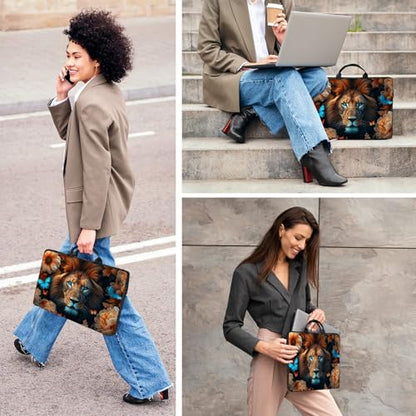 Laptop Bag,14 15 15.6 inch Laptop Case Sleeve,Computer Sleeve with Handle for Women Men,Carrying Case for MacBook,Dell,Lenovo,Notebook Computer,Lion Flower Butterfly - color: Lion Flower Butterfly